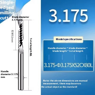 6034 Imported single-flute spiral milling cutter 3.175 PVC acrylic milling cutter for aluminum tungsten steel right-handed advertising engraving machine cutting tool Shandong Denso Pricision Tools Co.,Ltd.